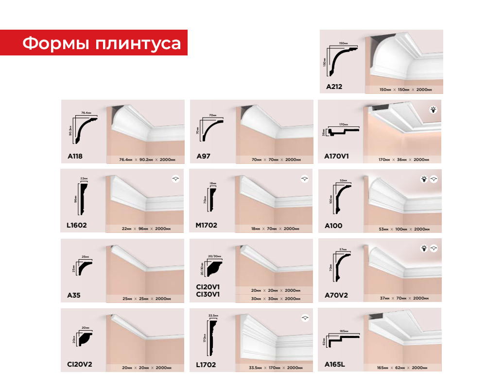 Карниз из полистирола высокой плотности HI WOOD A53 37,7мм х 37,7мм х 2,0м.