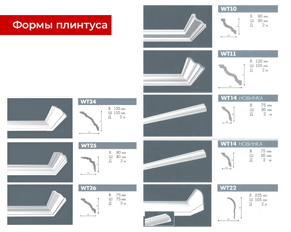 Карниз потолочный NMC WT4 70*180*2000 Белый под покраску