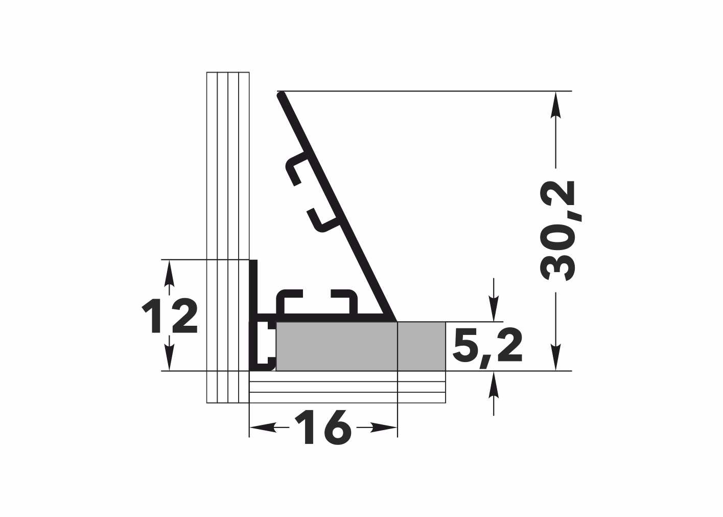 Антиплинтус алюминиевый под светодиодную ленту Апл 03.2700.042л Анод шампань