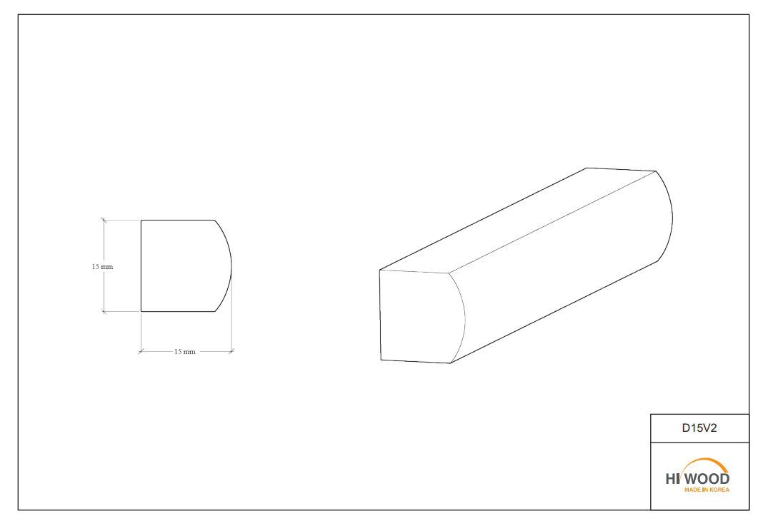 Молдинг из полистирола высокой плотности HI-WOOD D15V2 15х15ммх 2,7м