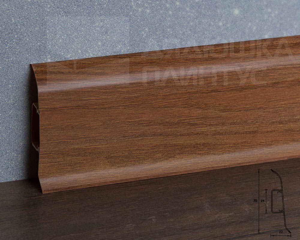 Плинтус ПВХ Идеал Классик 70мм 2,2м 206 Дуб коньячный