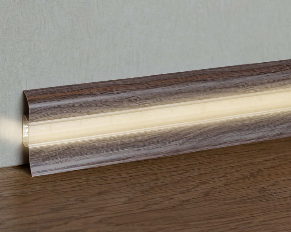 Плинтус ПВХ с кабель-каналом Рико Лео 195 Сосна серебристая