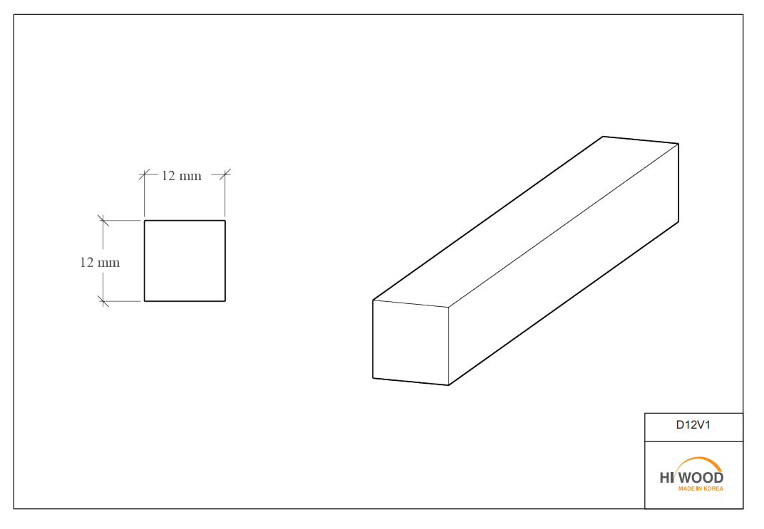Молдинг из полистирола высокой плотности  HI-WOOD D12V1 12х12ммх 2,7м