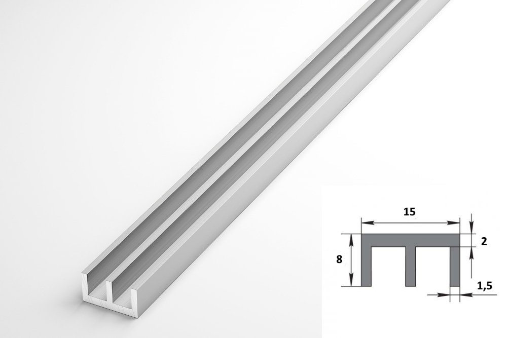 Ш-профиль 15х2х8 мм Шпр 01.2000.500 Без окраса