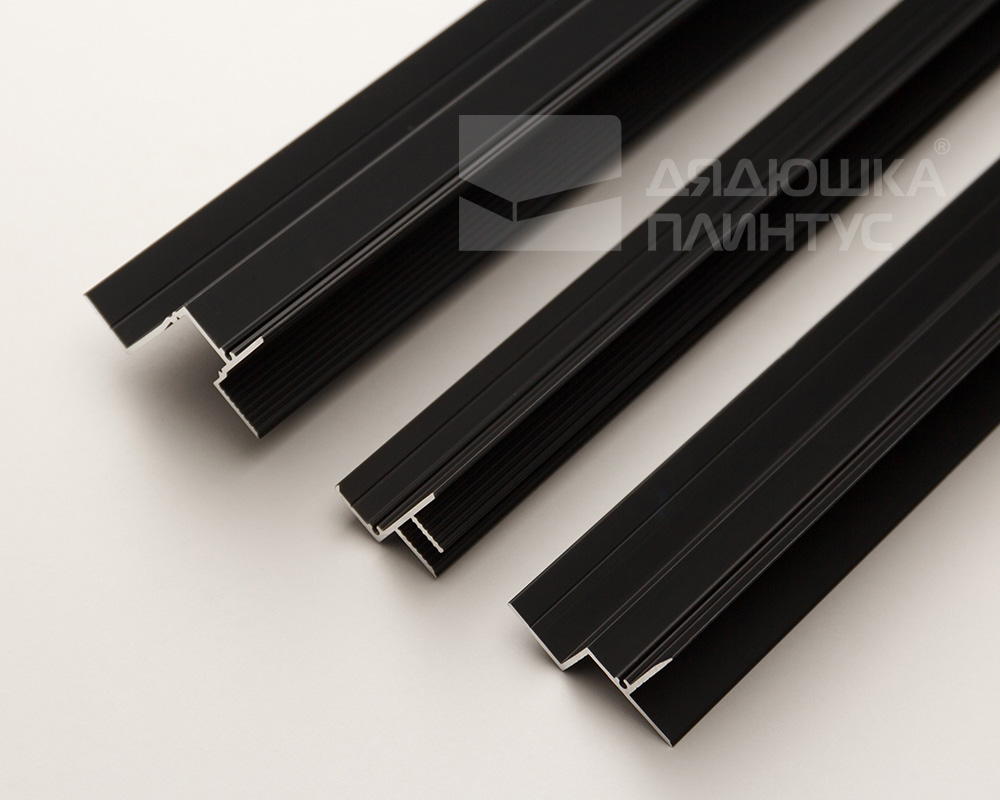 Плинтус алюминиевый потолочный под гипсокартон Волшебная палочка 10 мм 3,0 м Чёрный матовый